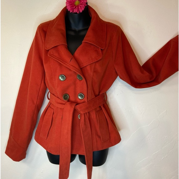 Paris Blues Jackets & Blazers - Paris Blues~Vintage Burnt Orange Double Breasted Short Jacket~Tie Belt~Size L